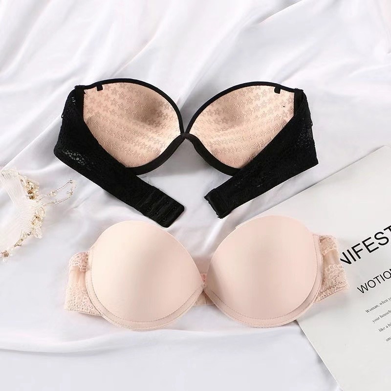 Áo Ngực Nữ Su Có Gọng - Áo Lót Nữ Mút Vừa Nâng Ngực, Đai Phối Ren Cao Cấp AMYBRA A2211