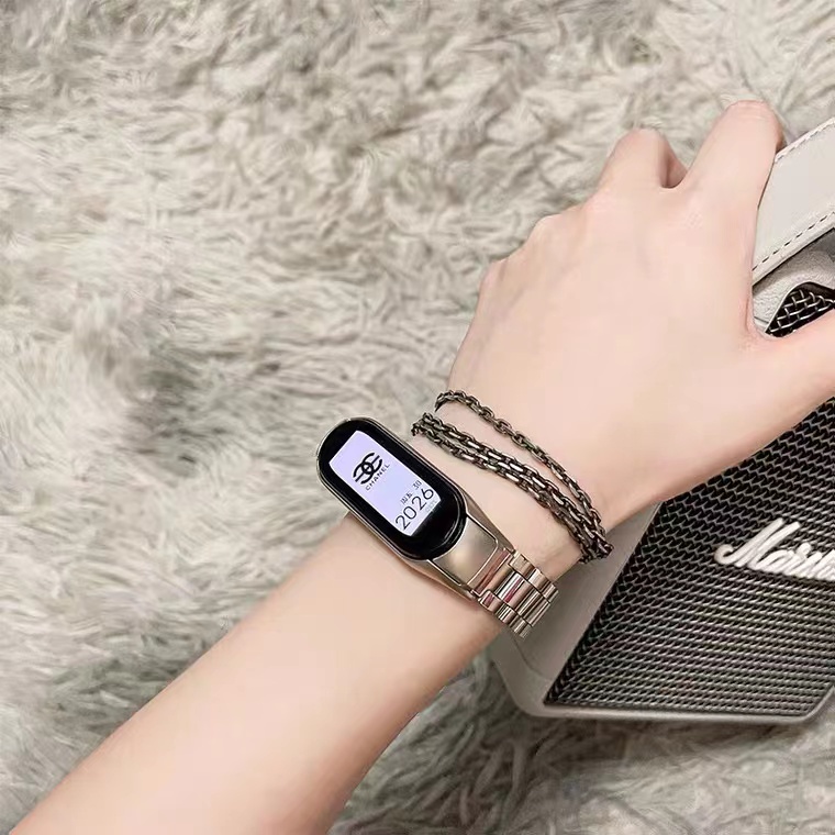 XIAOMI Dây Đeo Thay Thế Chất Liệu Kim Loại Dạng Vòng Tay Cho Mi Band 5 Mi Band 7 6 5 Mi Band 4 3