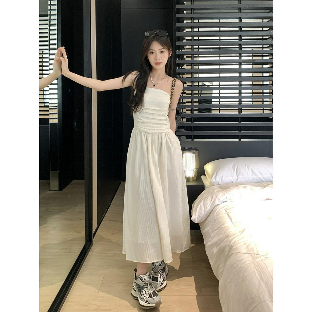 Váy Trắng Nữ đi biển 2 dây maxi cúp ngực dáng dài