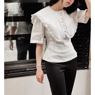 Áo đũi linen lá cổ lớn