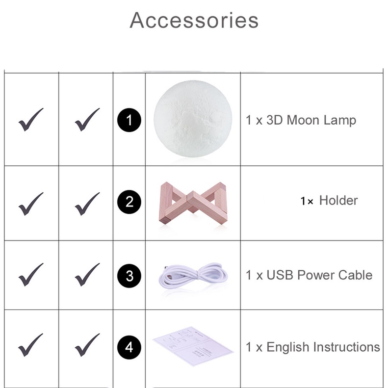 Đèn Ngủ LED Hình Mặt Trăng 8cm Chạy Bằng Pin Có Giá Đỡ