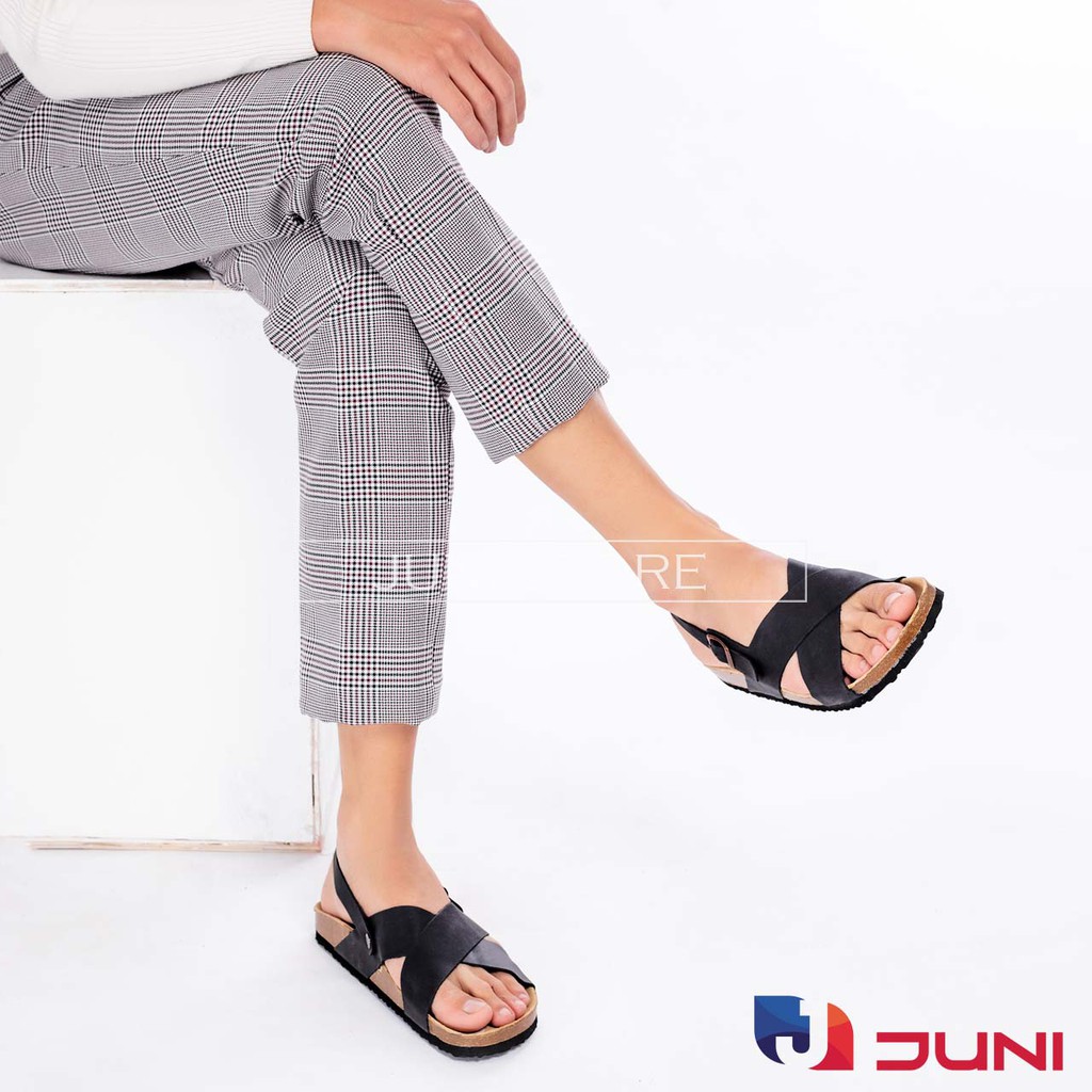 [DA PU-CHỐNG NƯỚC] PU11- Dép sandal quai hậu chéo Unisex da PU, đế trấu Bioline Birken - Xuất khẩu châu Âu - Juni Store