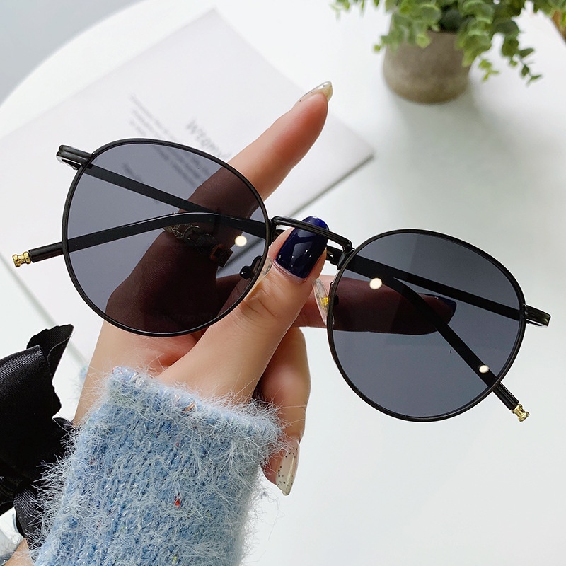 Kính Mát Gọng oval Kim Loại Phong Cách retro Thời Trang Mới Cho Nam Nữ