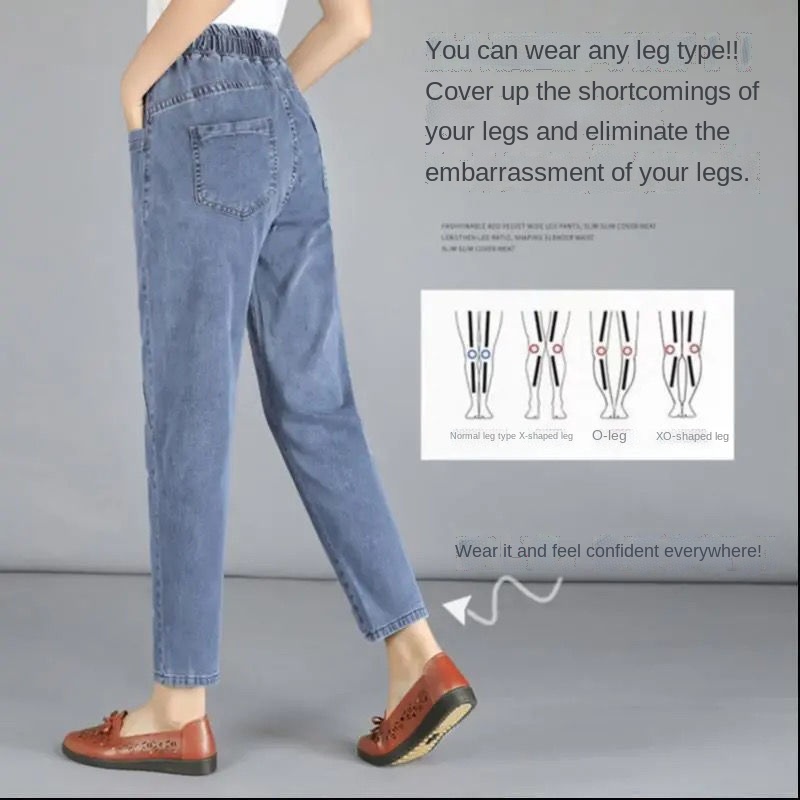 Quần Jeans Dài Lưng Cao Dáng Ôm Dày Dặn Thời Trang Mùa Thu Cho Nữ Trung Niên