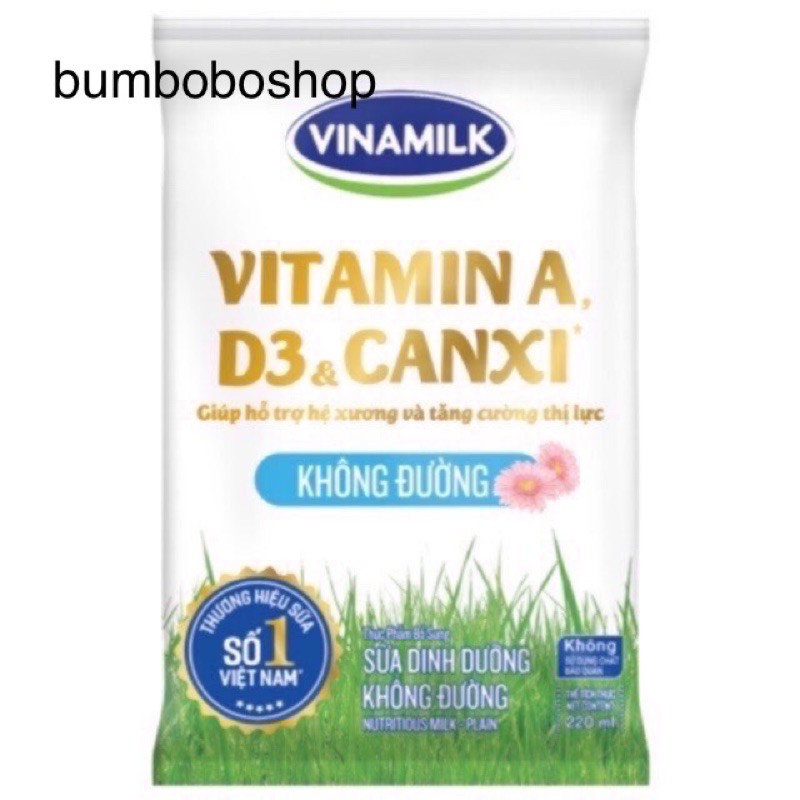 sữa tươi Vinamilk ít đường/không đường bịch 220ml