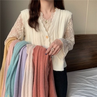 Áo gile len viền lượn sóng Uzzlang style - MINU