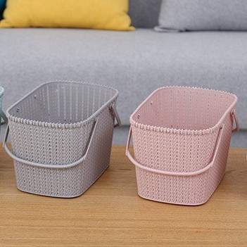 Sọt rổ nhựa đựng đồ có quai xách giả mây, rổ tim size 27x17x18cm - Minshop Ksonbi