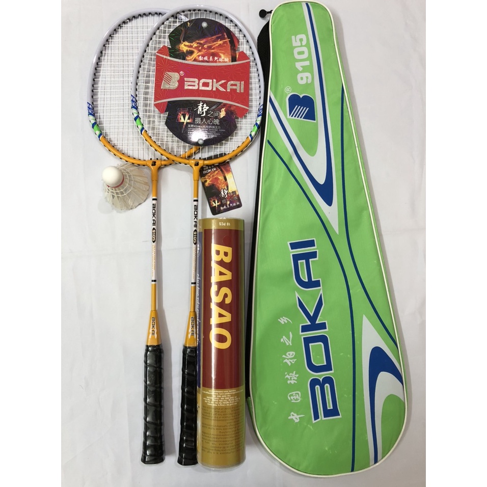 combo bộ 2 cây Vợt Cầu Lông BOKAI 9105 tặng ngay hộp Cầu Ba Sao 10 quả