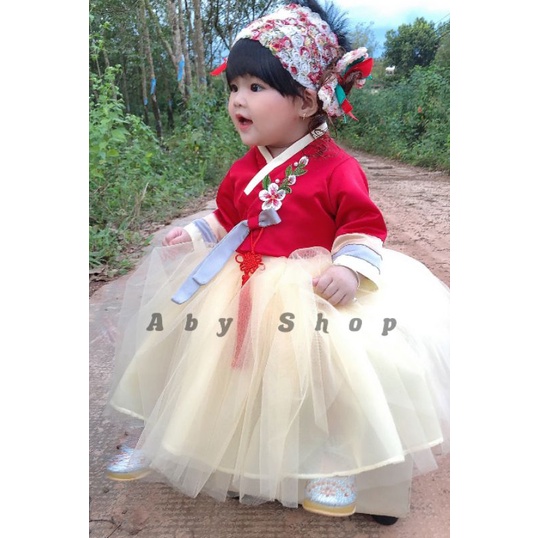Váy hanbok cho bé tặng cài tóc