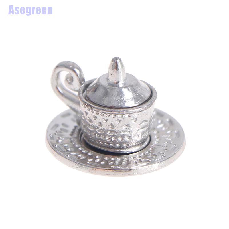 Bộ Ấm Trà Kim Loại Bạc Tỉ Lệ 10 1 / 12 Trang Trí Nhà Búp Bê