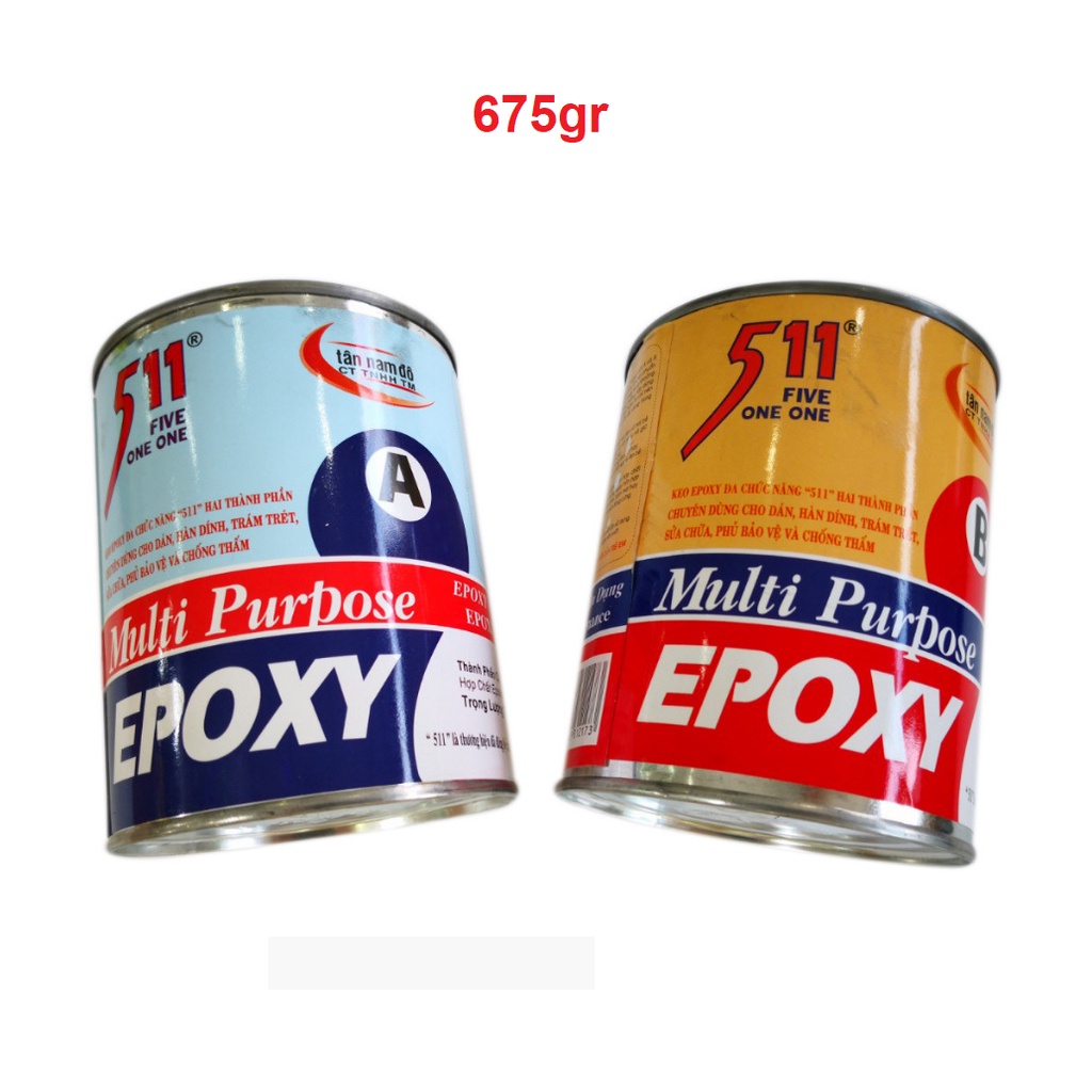 Keo AB Epoxy 511 dán đá dán nhựa dán gỗ dán kim loại 675gr / 1.3kg