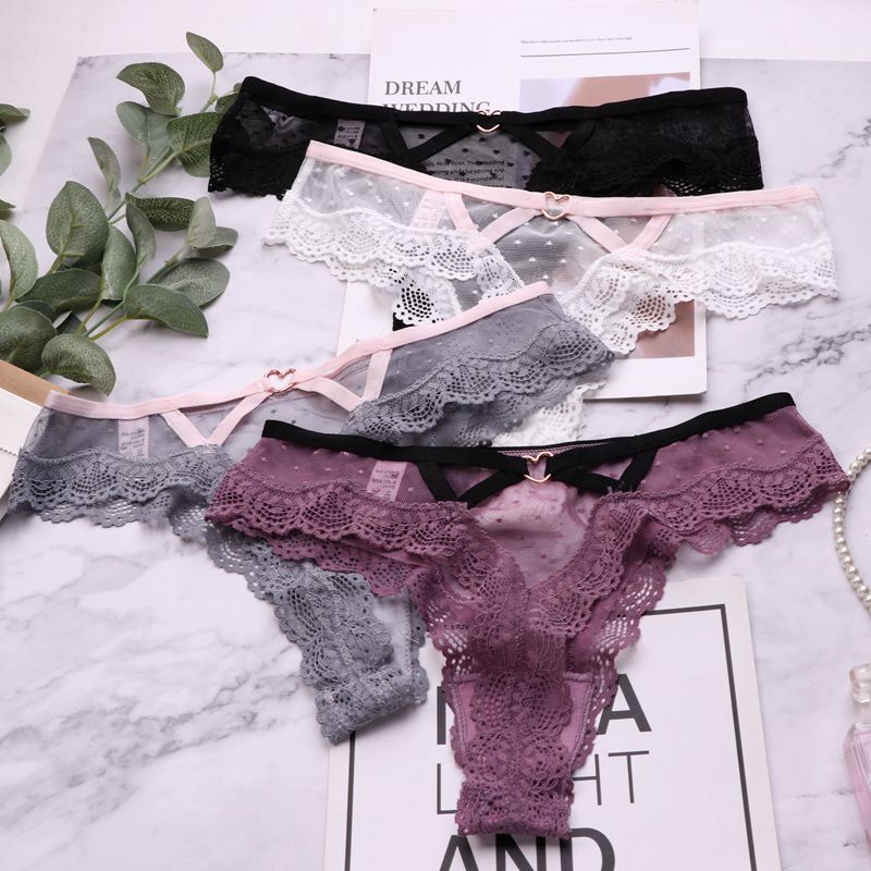 Quần lọt khe ren tim sexy cao cấp 583 freesize màu đen/ đỏ/ trắng/ xanh