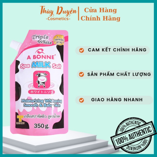 Muối Tăm Sữa Bò Abonne - Tẩy Tế Bào Chết Body Và Mặt Thái Lan Hương Sữa Tươi 350g