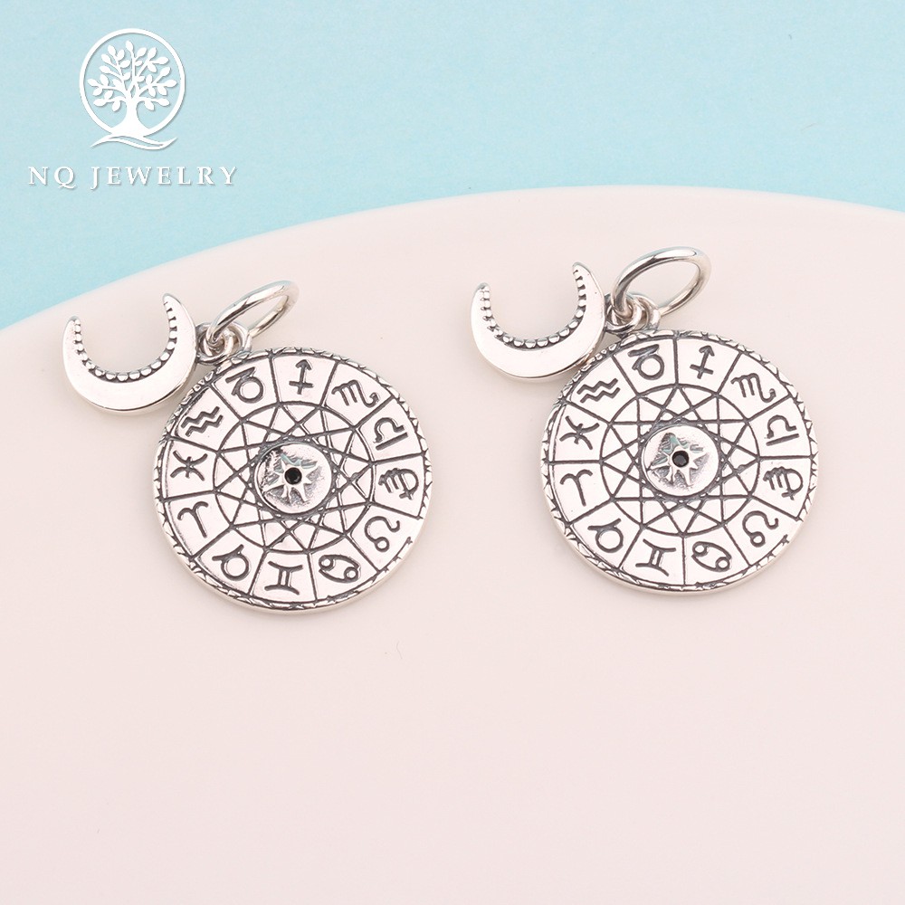 Charm bạc treo thần chú khóa mặt trăng - NQ Jewelry