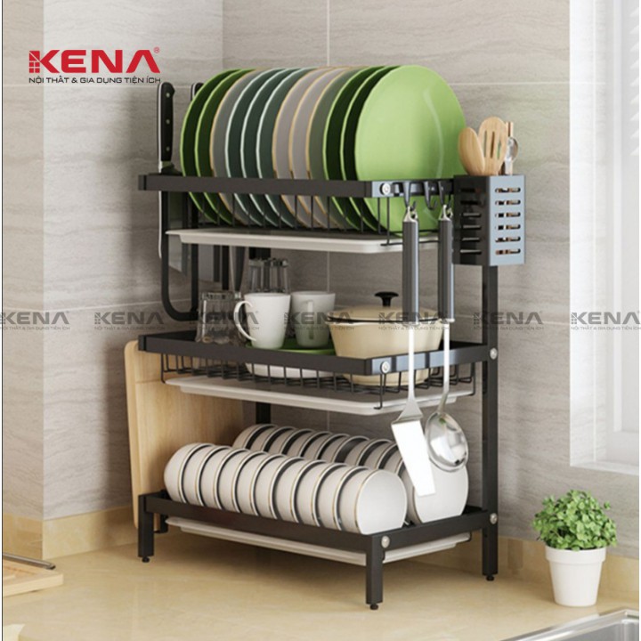 Kệ úp chén bát 3 tầng kèm khay hứng nước tiện ích KENA KN135-3 Hàng Việt Nam chất lượng cao | BigBuy360 - bigbuy360.vn