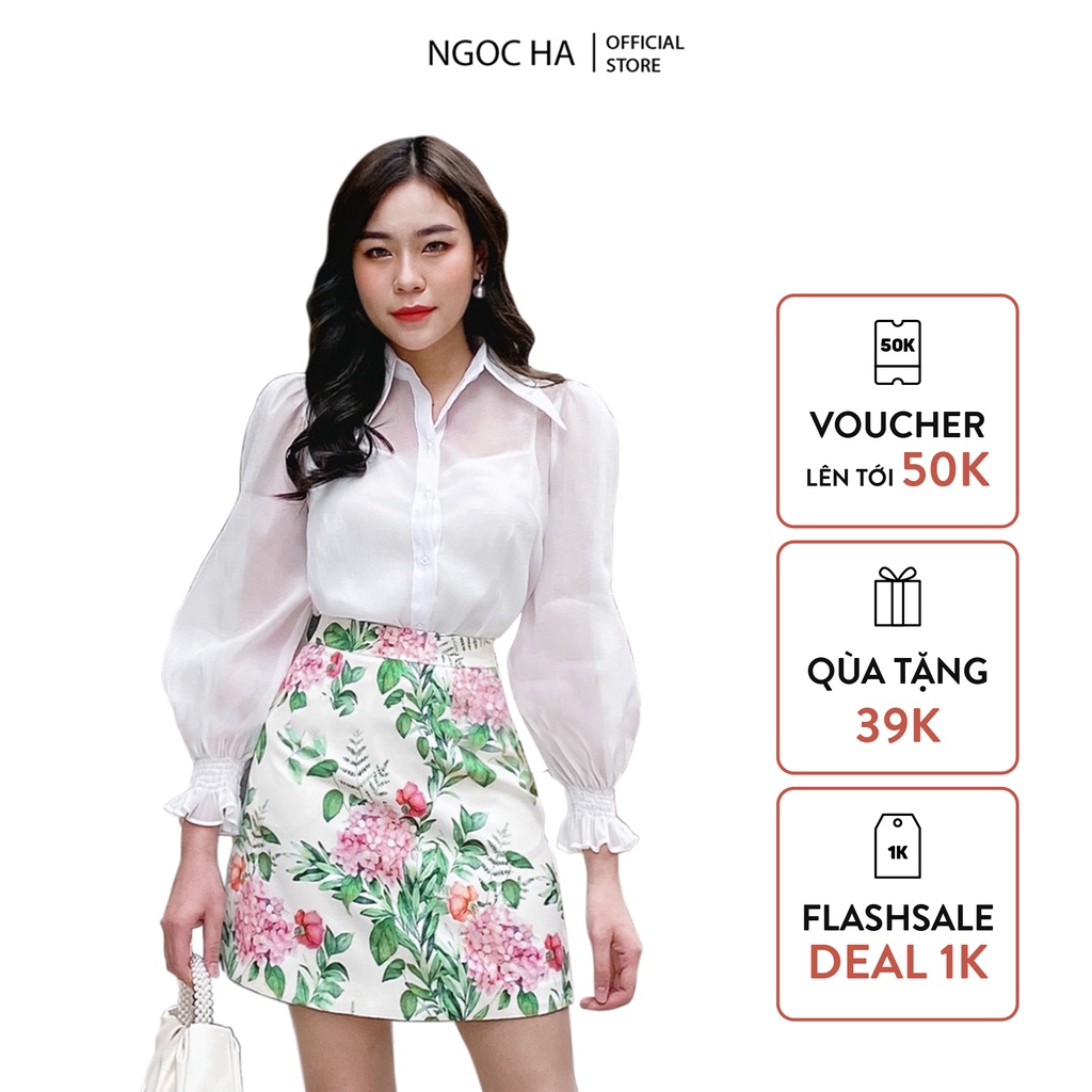 Chân Váy Công Sở,Chân Váy Họa Tiết Lưng Cao,Chất Vải Chéo Nhật NGỌC HÀ Design CV-038