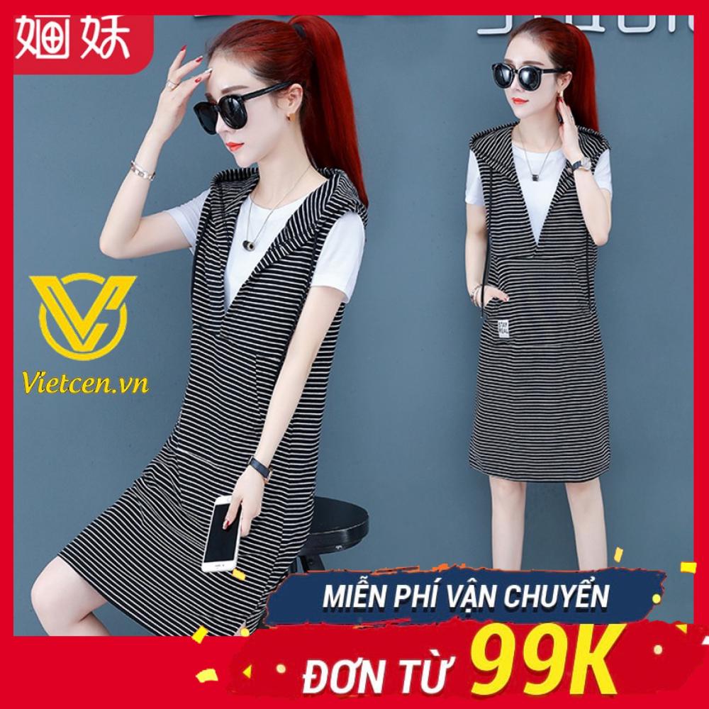 Bộ hoddie kẻ nữ mũ hot hit