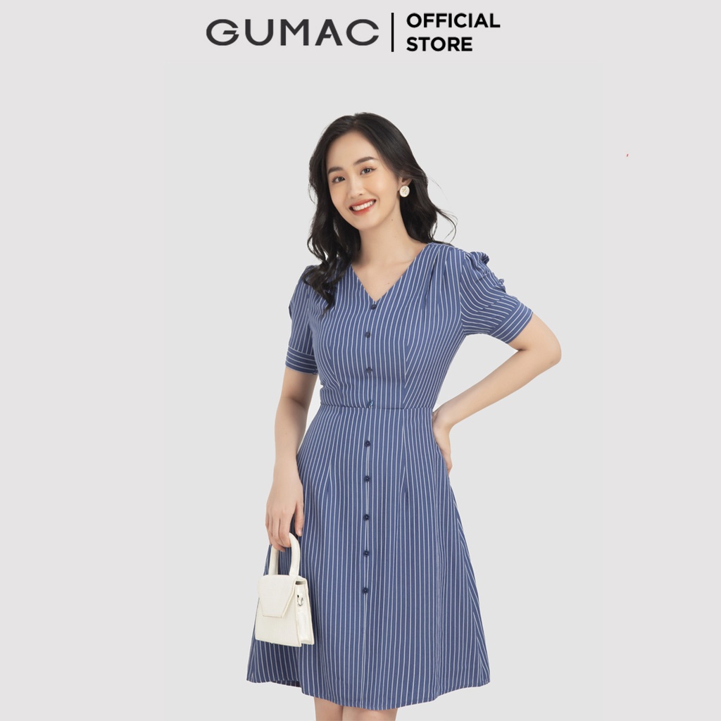 Đầm sọc phối nút DB12010 GUMAC | BigBuy360 - bigbuy360.vn