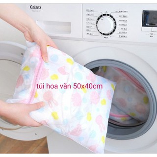 Túi lưới giặt quần áo, giặt đồ máy giặt 60x60cm, 50x40cm, túi dây rút