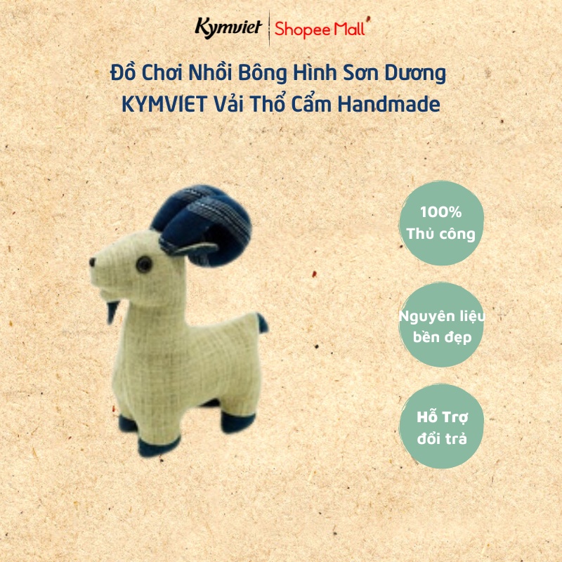 Đồ Chơi Nhồi Bông Hình Sơn Dương KYMVIET Vải Thổ Cẩm Craft [SDTC-2207]