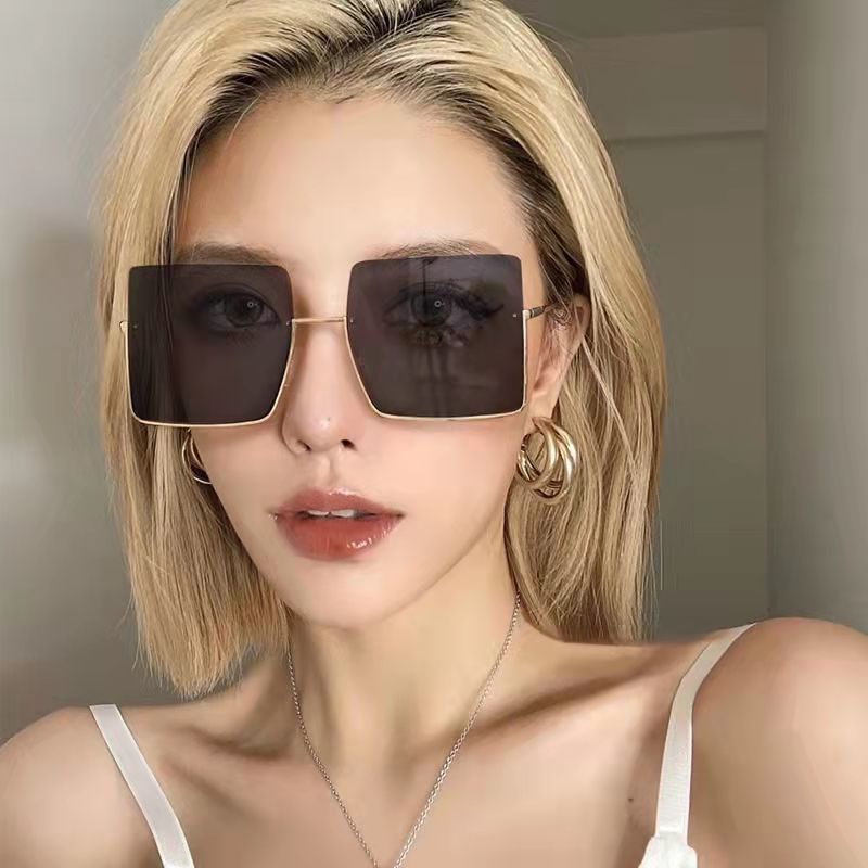 COD Kính Mát Nửa Gọng Vuông Bằng Kim Loại Chống Tia UV Thời Trang Unisex