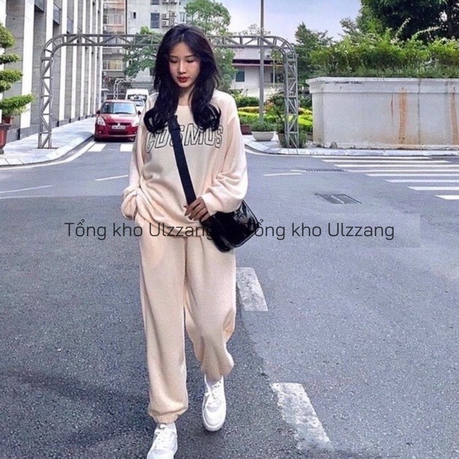 Set Bộ Nỉ Bông Cosmos Áo Hoodie Dài Tay Quần Bom Bo Gấu Chất Siêu Dày Dặn Phong Cách Thể Thao | BigBuy360 - bigbuy360.vn