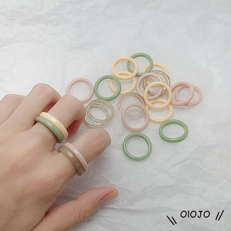 Nhẫn Nhựa Resin Mini 17mm Nhiều Màu Sắc