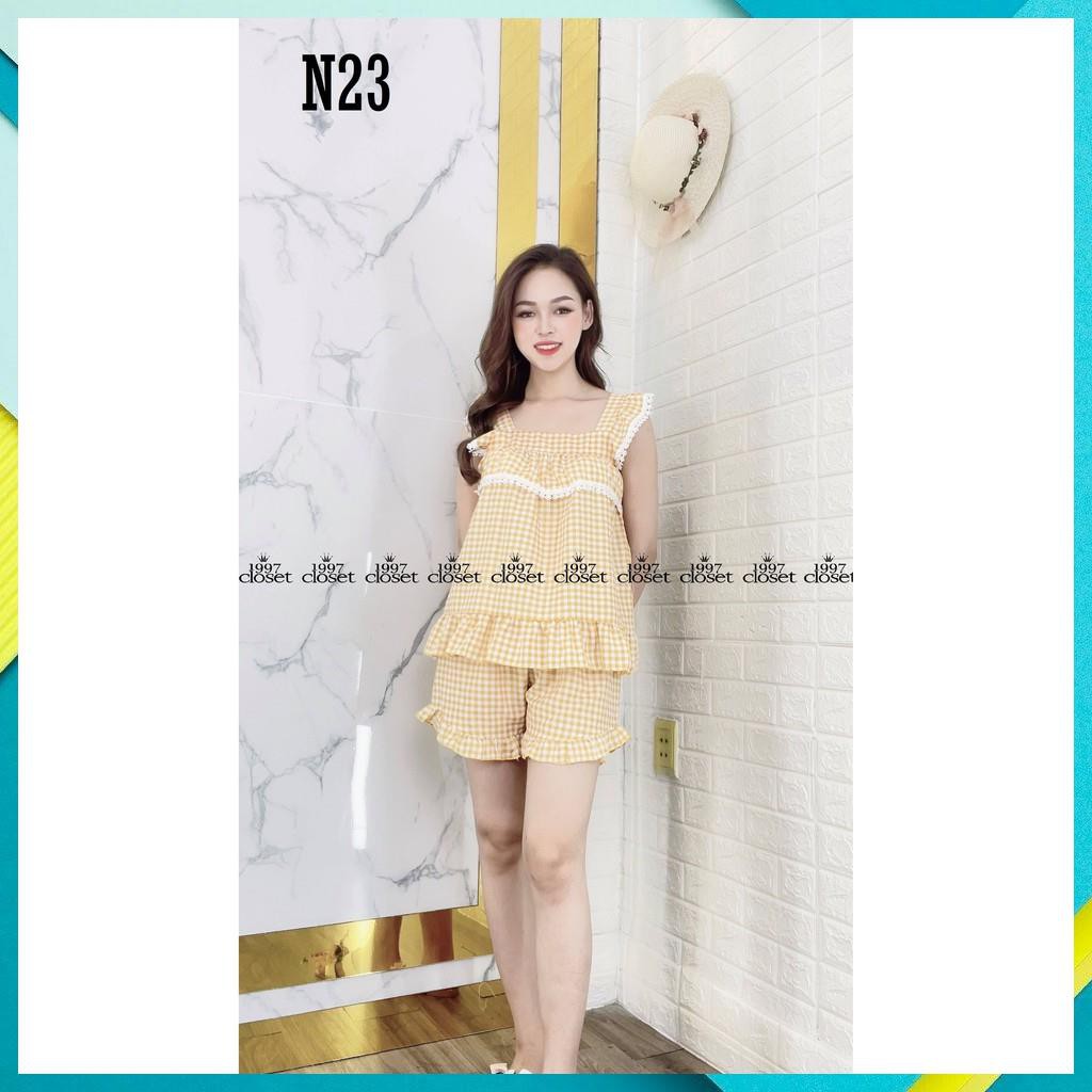 Set bộ đùi caro mặc nhà tay cánh tiên xinh dễ thương N23 - 1997Closet đồ bận đi ngủ