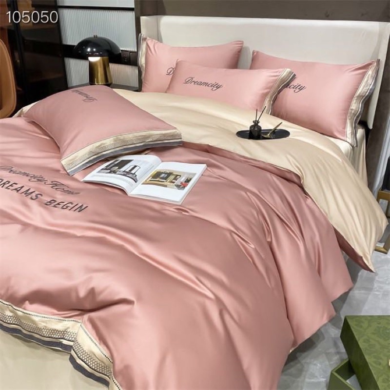 Sét ga phi lụa dreamcity IGUN BEDDING thêu 4 món đủ tiêu chí sang, mịn, mát
