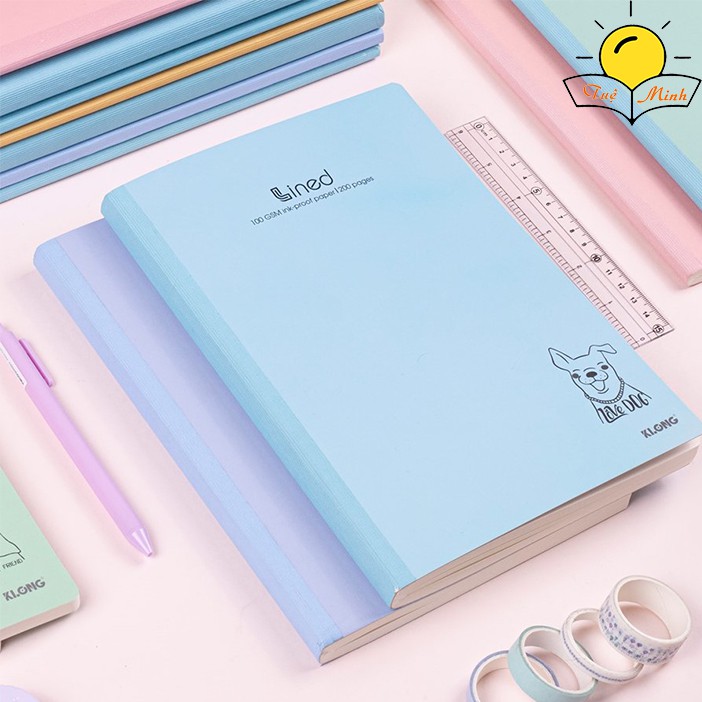 Vở Klong 200 trang kẻ ngang bìa màu Pastel hiện đại, may dán gáy KLong MS 842