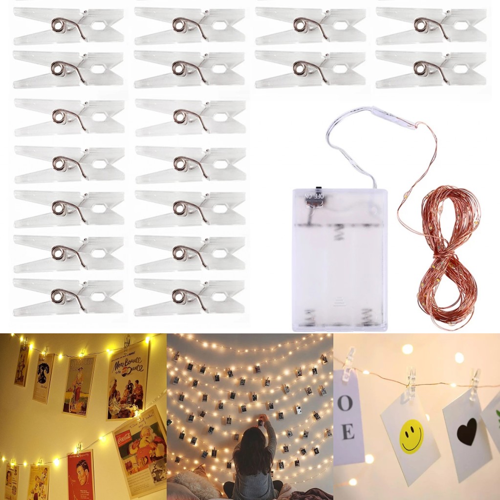 5/10M LED Fairy String Lights With Transparent Plastic Photo Clips/Christmas Wedding Home Room Decoration Garland Lights (battery not include)