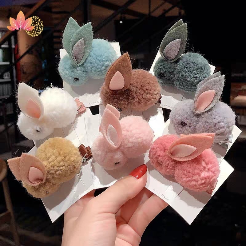 Dây buộc tóc/ Kẹp tóc thiết kế thỏ bông 3D dễ thương thời trang cho bé gái tùy chọn màu sắc YKD