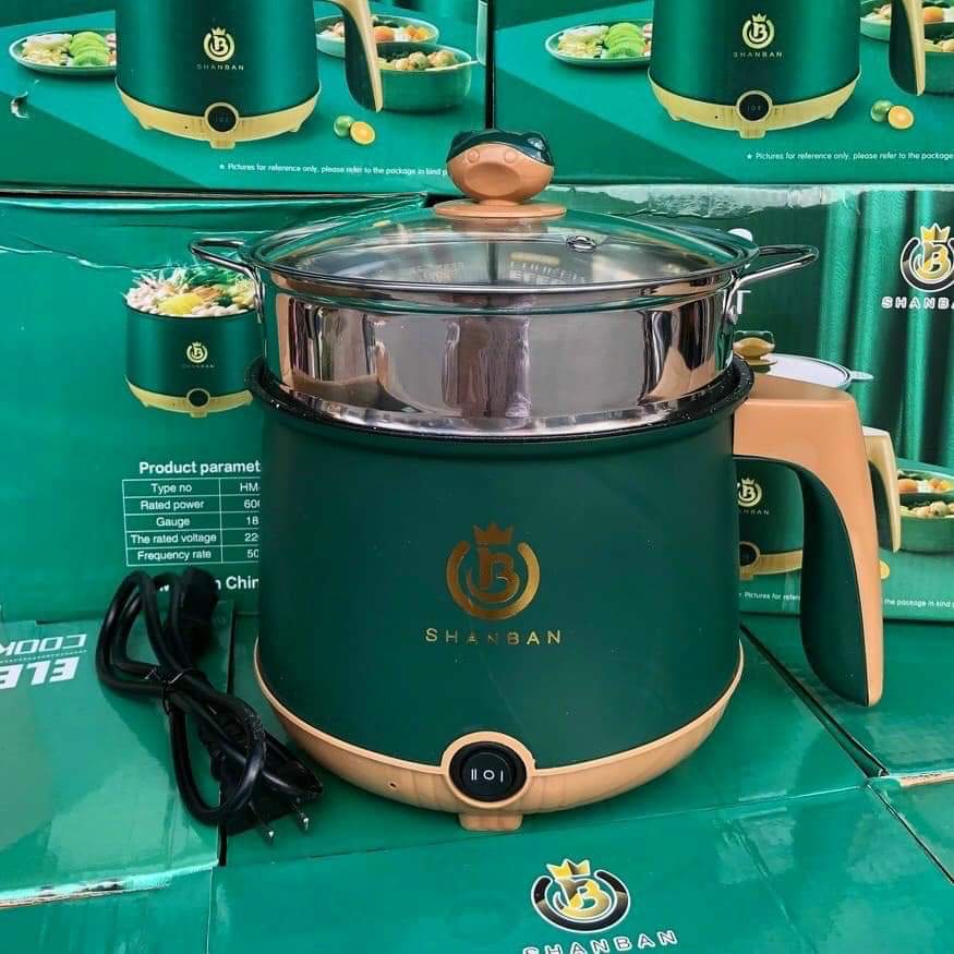 Nồi lẩu đa năng mini 2 tầng chống dính kèm khay hấp tiện lợi, ca nấu mì với 2 nấc nhiệt cho 1, 2 người