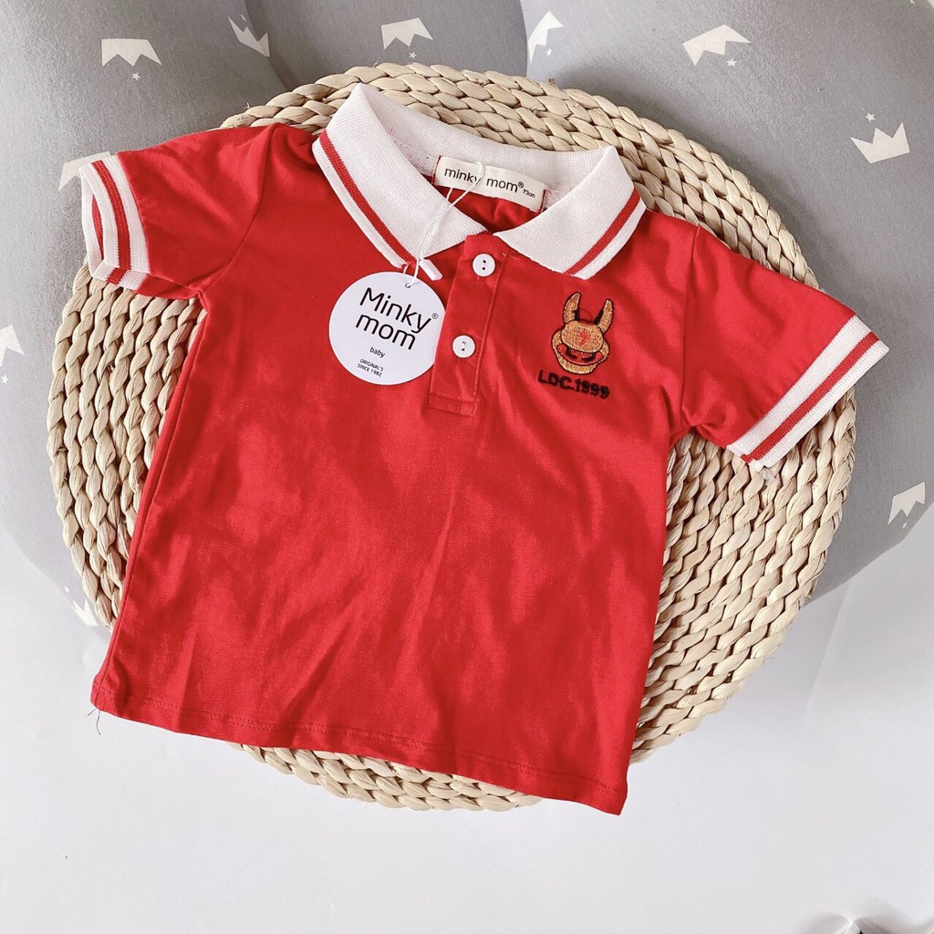 Áo cổ Sơ Mi Minky Mom FREE SHIP  Hàng Chuẩn COTTON Cộc Tay Dể Thương Cho Bé Gái Bé Trai, Đủ Màu