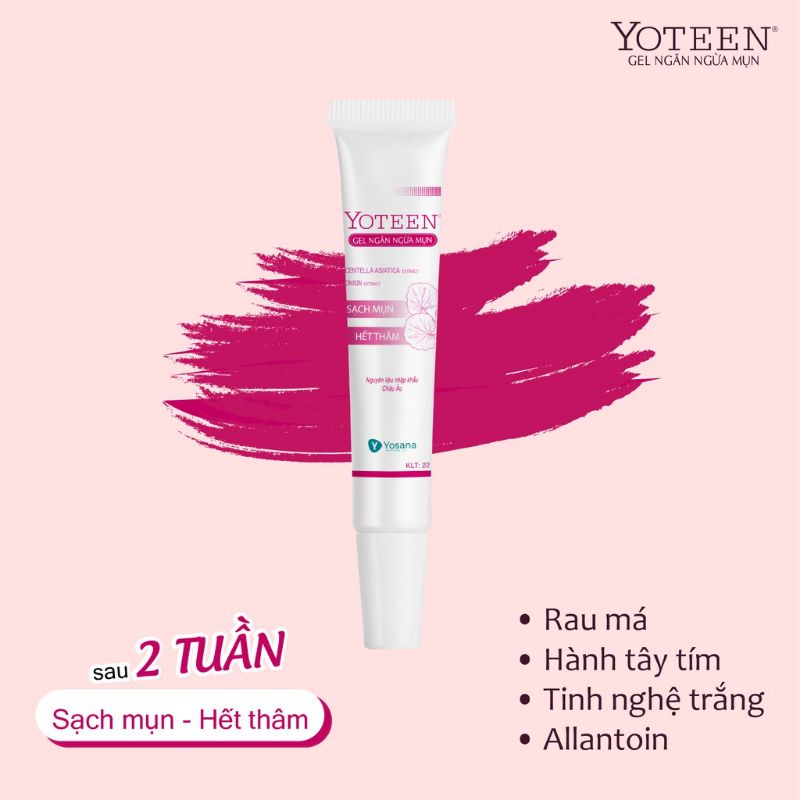 Gel bôi mụn Yoteen hỗ trợ làm sạch mụn, hết thâm, ngừa sẹo hiệu quả sau 2 tuần tube 22g