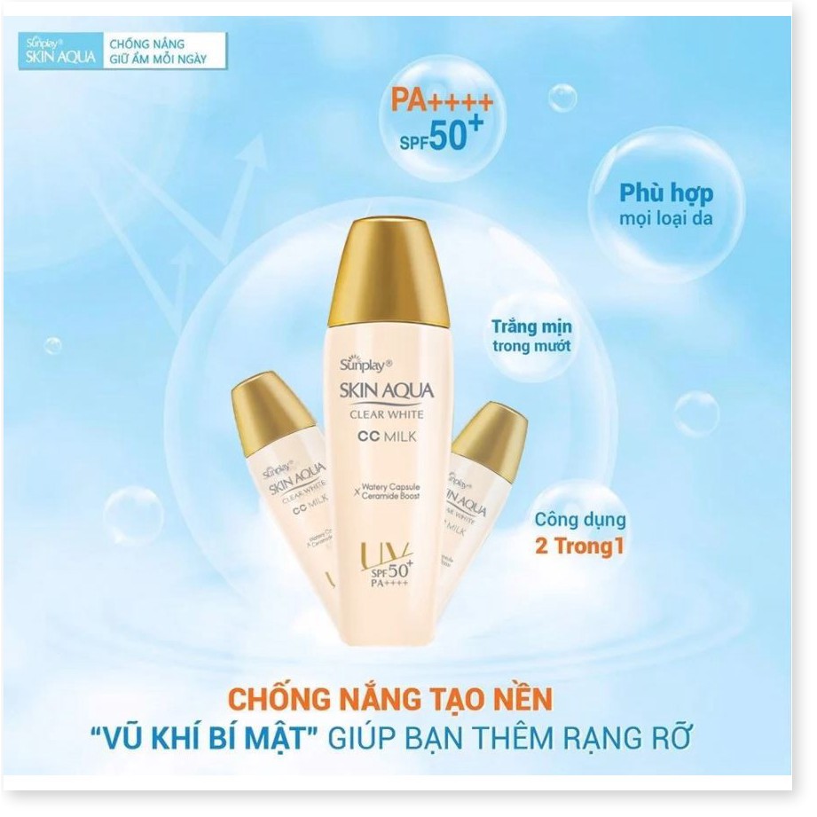 [Mã giảm giá] Sữa Chống Nắng Tạo Nền Trắng Mịn Sunplay Skin Aqua Clear White CC Milk SPF50+/PA++++ 25g