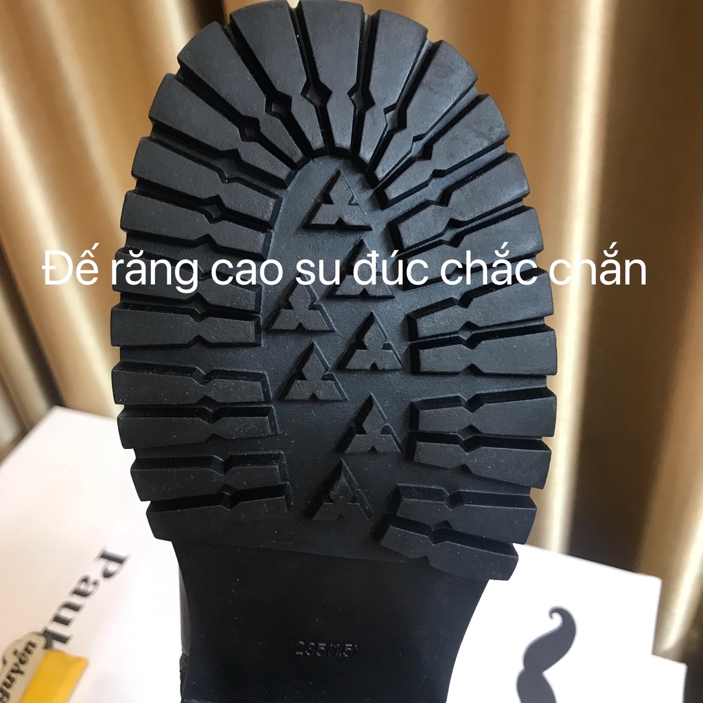 Giày bốt, boot cổ cao, bôt chiến binh da PU cao cấp trong lót lông cực chất tặng kèm 2 dây đen kem