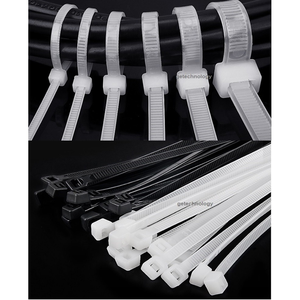 250 chiếc Dây Thít nhựa, Dây Rút nhựa, Lạt Nhựa niêm phong Kích thước 4*200mm 2 màu đen trắng