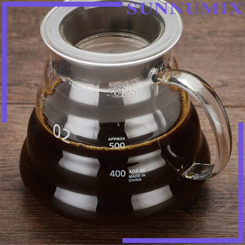 [SUNNIMIX]Glass Coffee Server 250/360/600/800ml Coffee Maker Pot Kettle Glass Filter 250ml