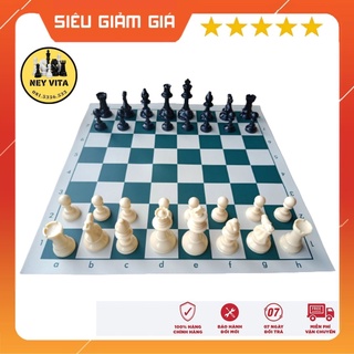 (Loại đặc đẹp) Bộ cờ vua thi đấu quốc tế bền đẹp size lớn, bàn giả da in hấp nhiệt