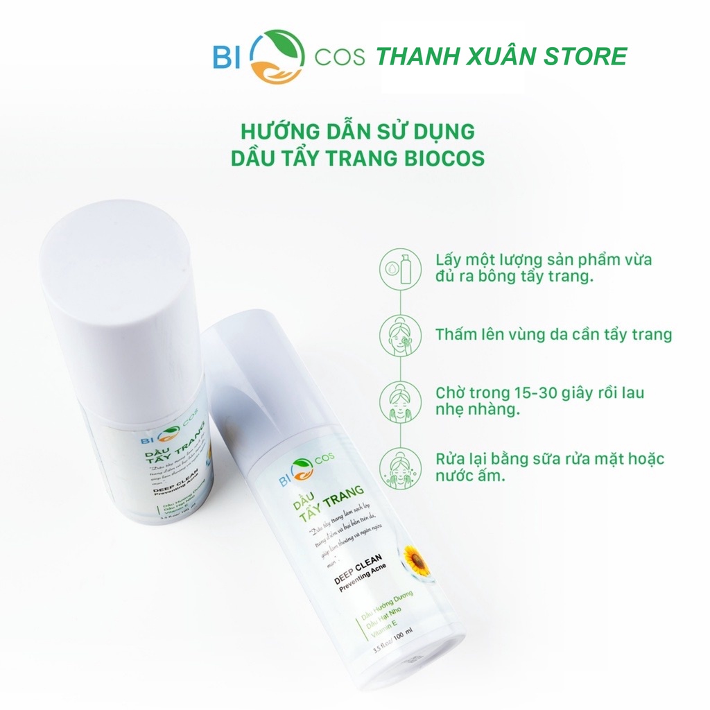 Dầu Nước Tẩy Trang Không Cồn Cho Da Dầu Mụn, Nhạy Cảm BIOCOS Làm Sạch Bụi Bẩn, Da Nhờn, Sản Sinh Collagen 100ml