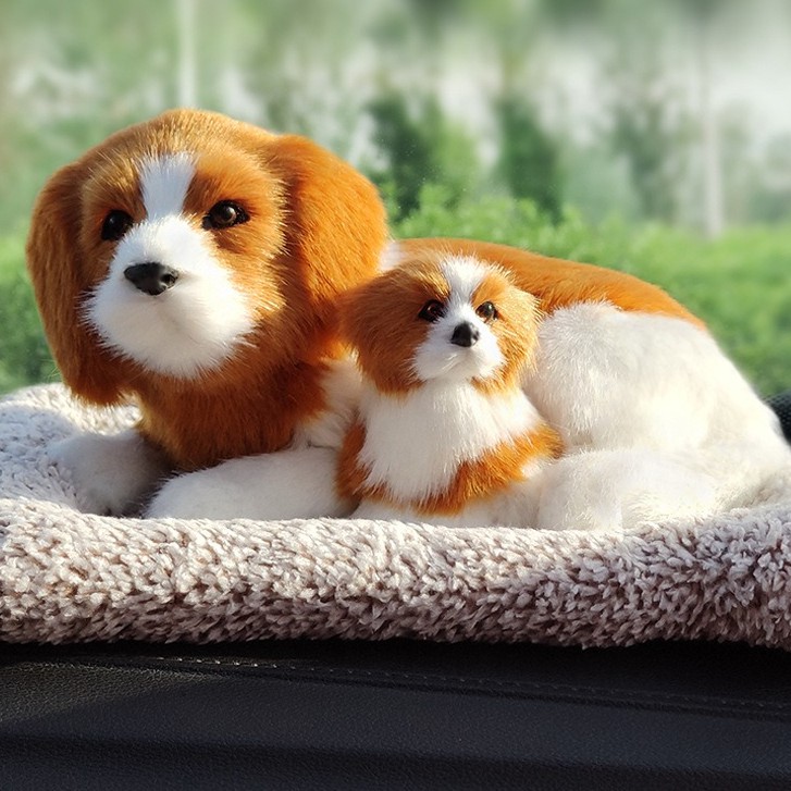 CÚN VÀNG lông mượt thú bông lõi than hoạt tính lọc không khí khử mùi-taplo xe hơi ô tô Thú bông Chó mèo than hoạt tính