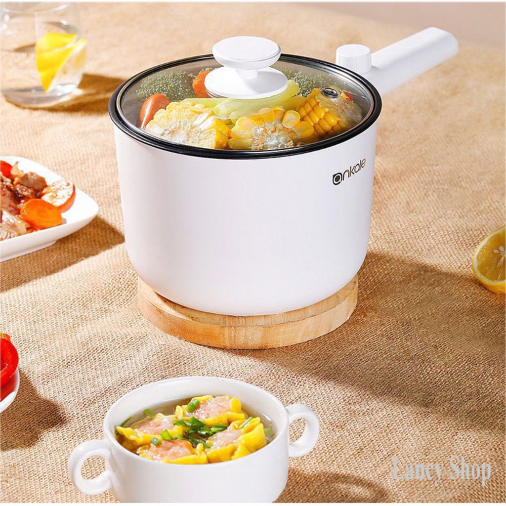 NỒI LẨU ĐIỆN MINI KALAS ĐA NĂNG ĐỂ XÀO CHIÊN NẤU KHO TIỆN LỢI - NỒI NẤU CHẢO ĐIỆN MINI CHỐNG DÍNH ĐA NĂNG TRẮNG VTM5