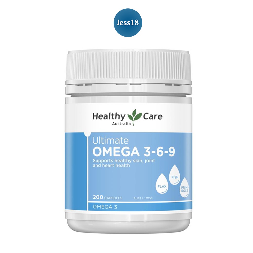 Omega 369 Healthy Care Ultimate Úc chứa dầu cá hồi, hoa anh thảo đẹp da, tốt mắt não tim mạch, giảm cân- Jess18 Săn Sale