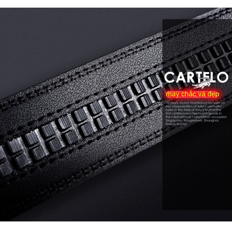 Thắt lưng da nam cao cấp CRTELGK7005G, dây nịt nam da thật rộng 35mm khóa tự động mạ ti tan