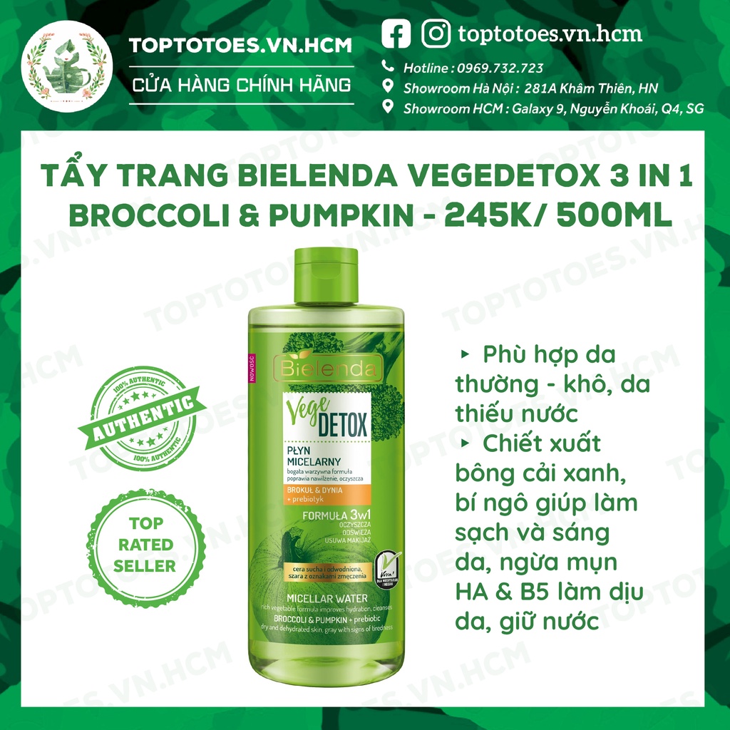 Nước tẩy trang Bielenda Vegedetox 3 in 1 tẩy sạch êm ái, giữ ẩm cho da