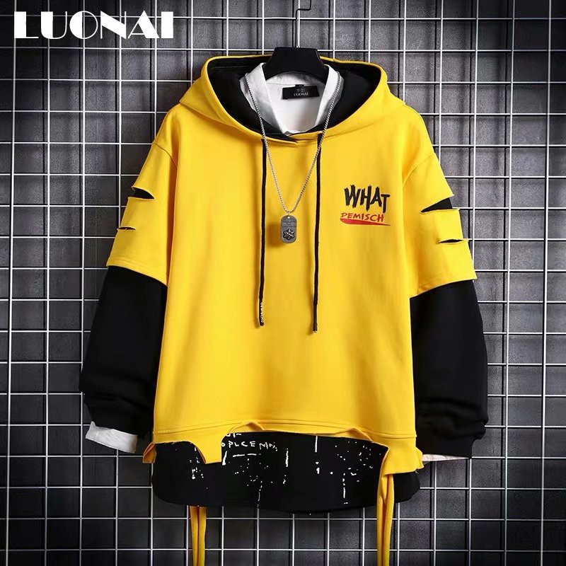 Áo Hoodie Tay Dài 2 Màu Thời Trang Phong Cách Đường Phố Cá Tính Size M-3Xl