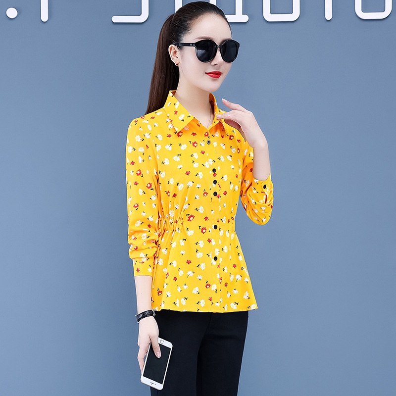 Áo Sơ Mi Chiffon Tay Dài Dáng Ôm In Họa Tiết Hoa Thời Trang Hàn Quốc Hàng Mới Cho Nữ 2022