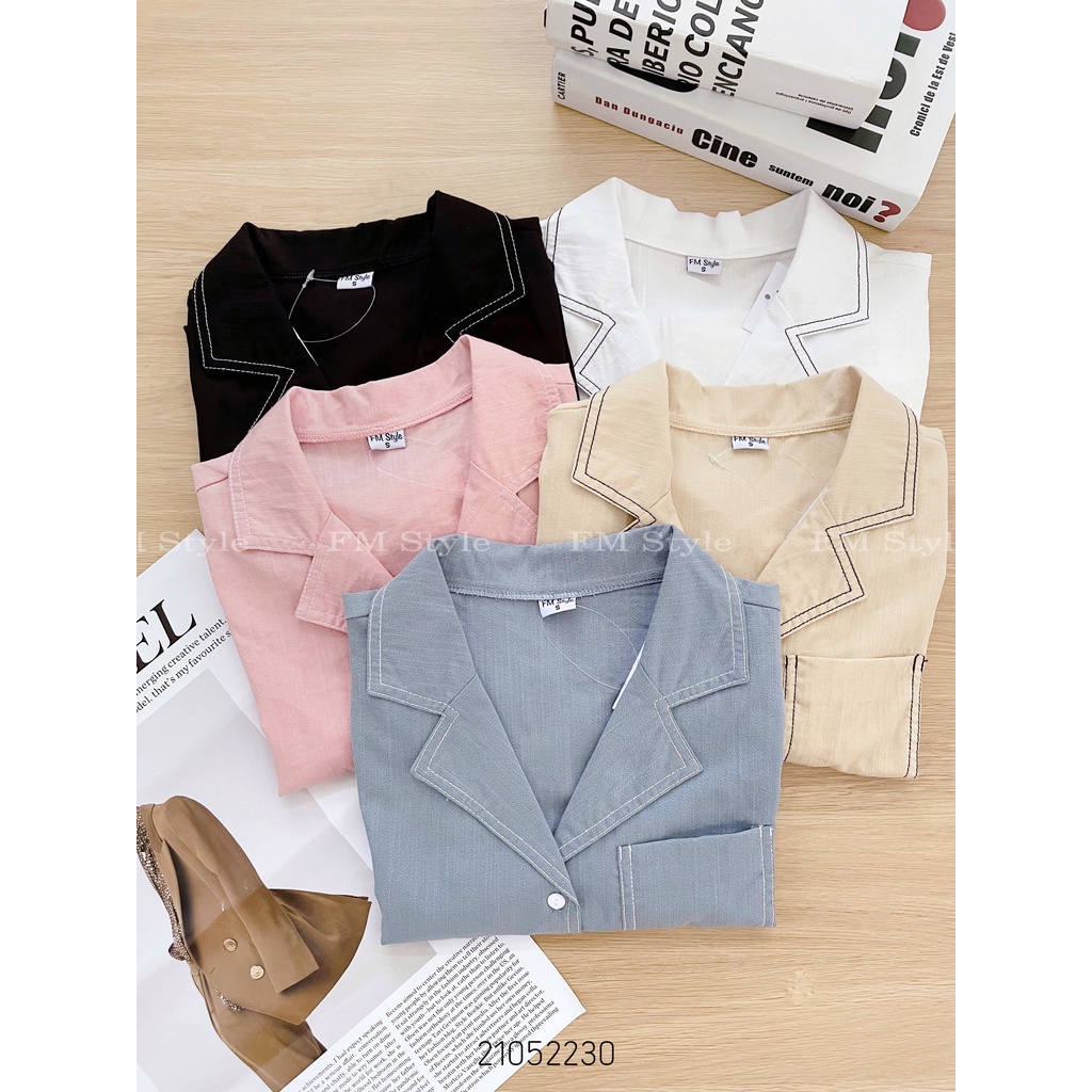 Áo sơ mi kiểu đũi xước phối chỉ viền hàng xưởng FM 21052230 | BigBuy360 - bigbuy360.vn