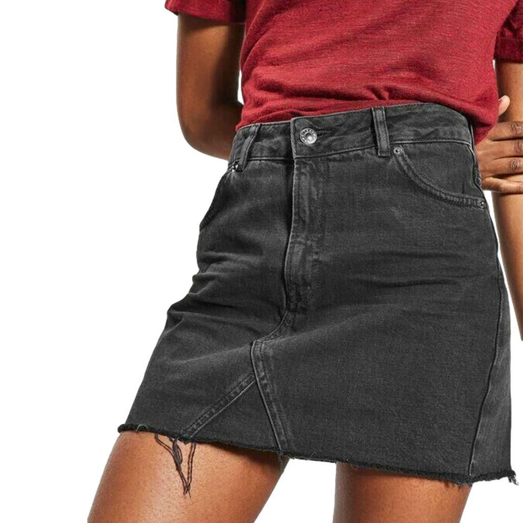 Chân Váy Jeans Chữ A Lưng Cao Thời Trang Quyến Rũ Cho Nữ